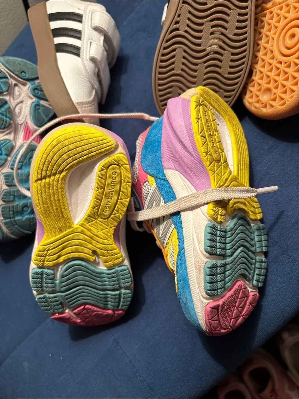 New Balance Kids Colorful Multi-Tone Sneakers - Blue, Yellow, Pink, White